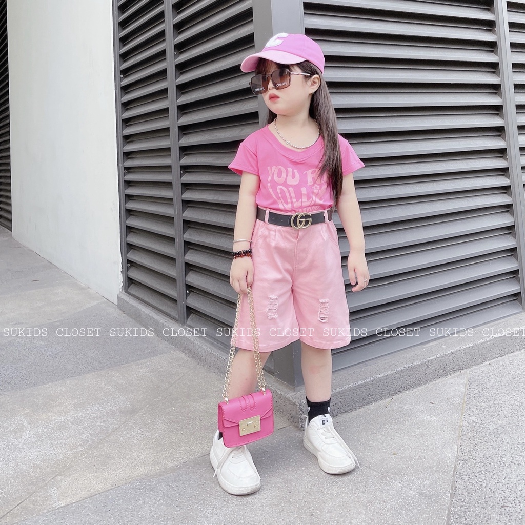 Bộ Bé Gái Đa Phong Cách 11kg-36kg( Áo cottong cổ tim+ Quần kaki mềm) - B60