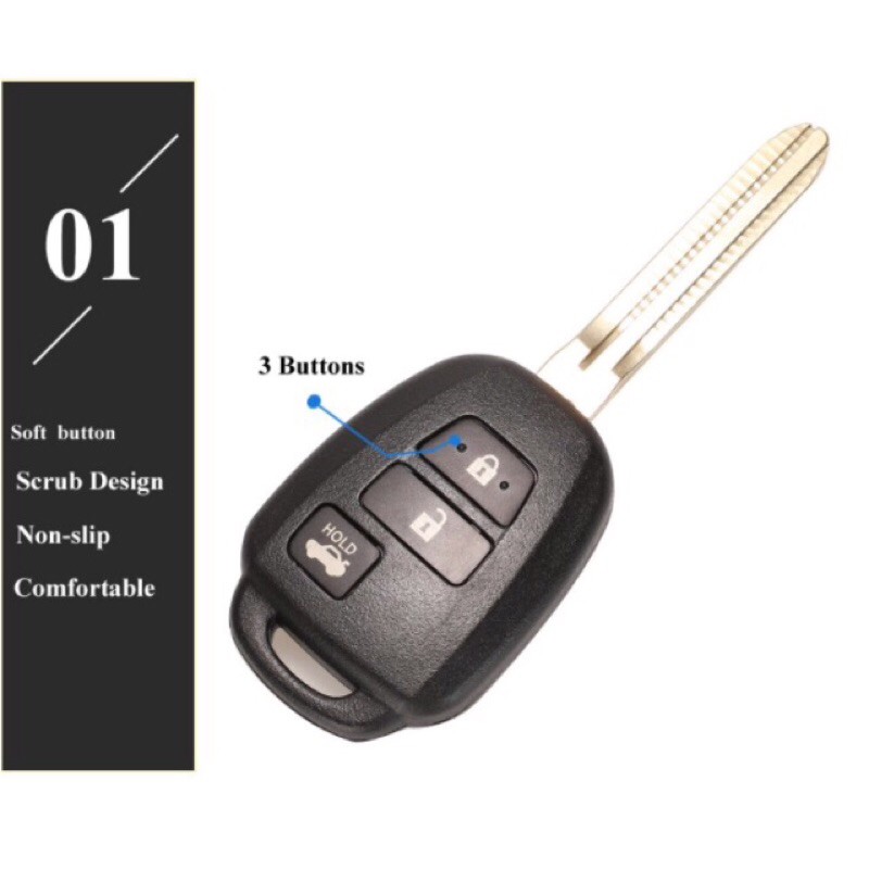 Vỏ chìa khoá TOYOTA ( 3 nút ) ĐỜI 2015 - 2020 xe Vios , Camry , Innova , Corolla , Yaris