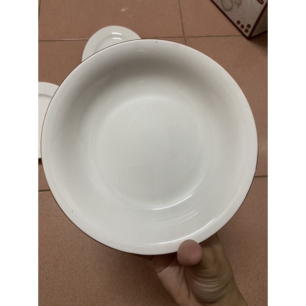 Đĩa Sâu Lòng Viền Vàng 12K - Sứ Minh Châu Cao Cấp