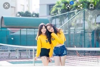 Áo croptop tay dài BAE vàng