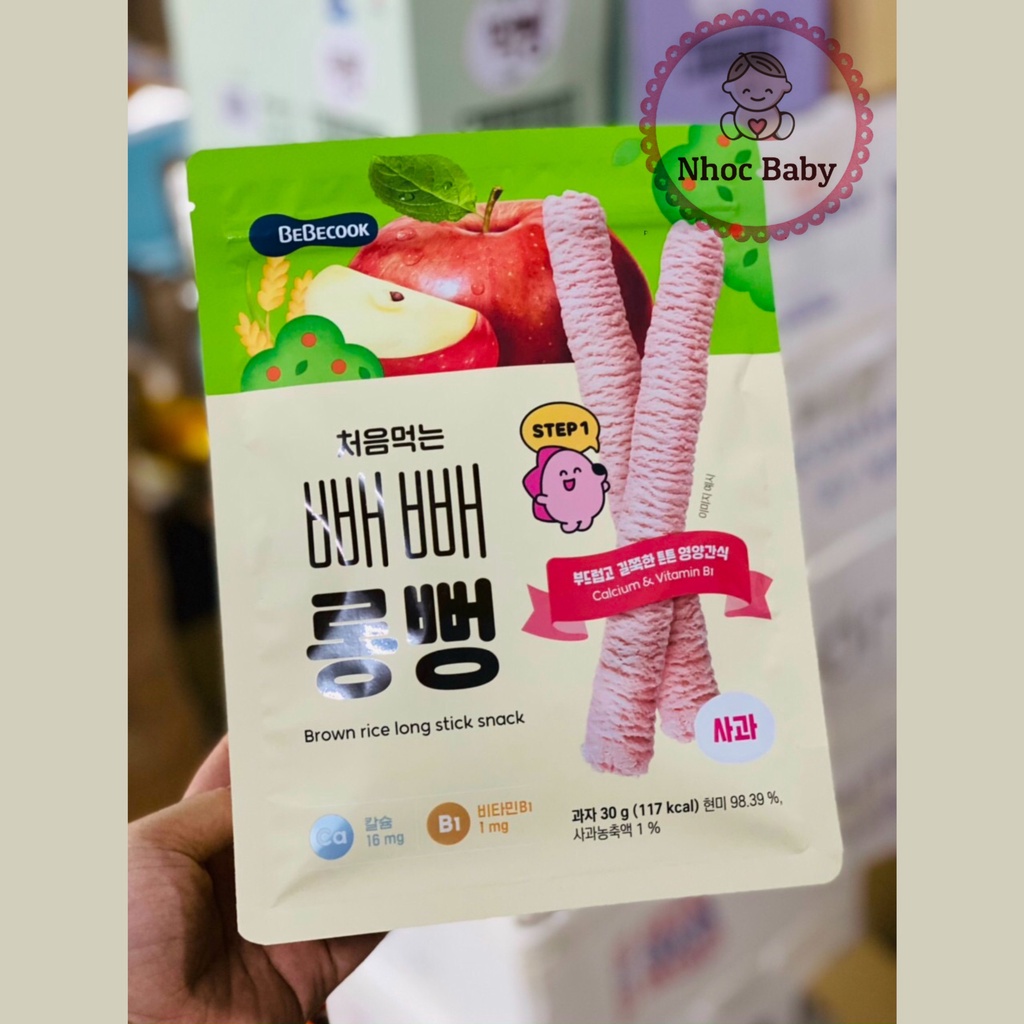 BEBECOOK | Bánh gạo lứt hữu cơ thanh dài 14cm cho bé từ 6 tháng tuổi Hàn Quốc 30g