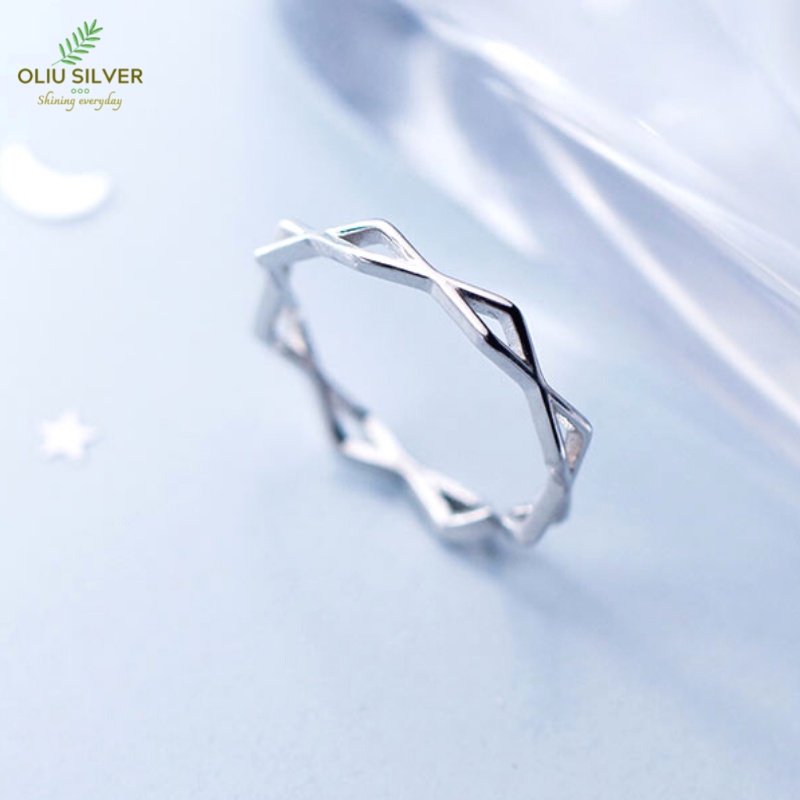 Nhẫn Bạc S925 Hình Thoi Free Size Trẻ Trung Cá Tính | Nhẫn Nữ Bạc Trang Sức Thời Trang Điều Chỉnh Được
