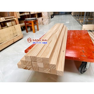 Thanh gỗ thông vuông 4,5cm x 4,5cm x dài 120cm + láng mịn 4 mặt