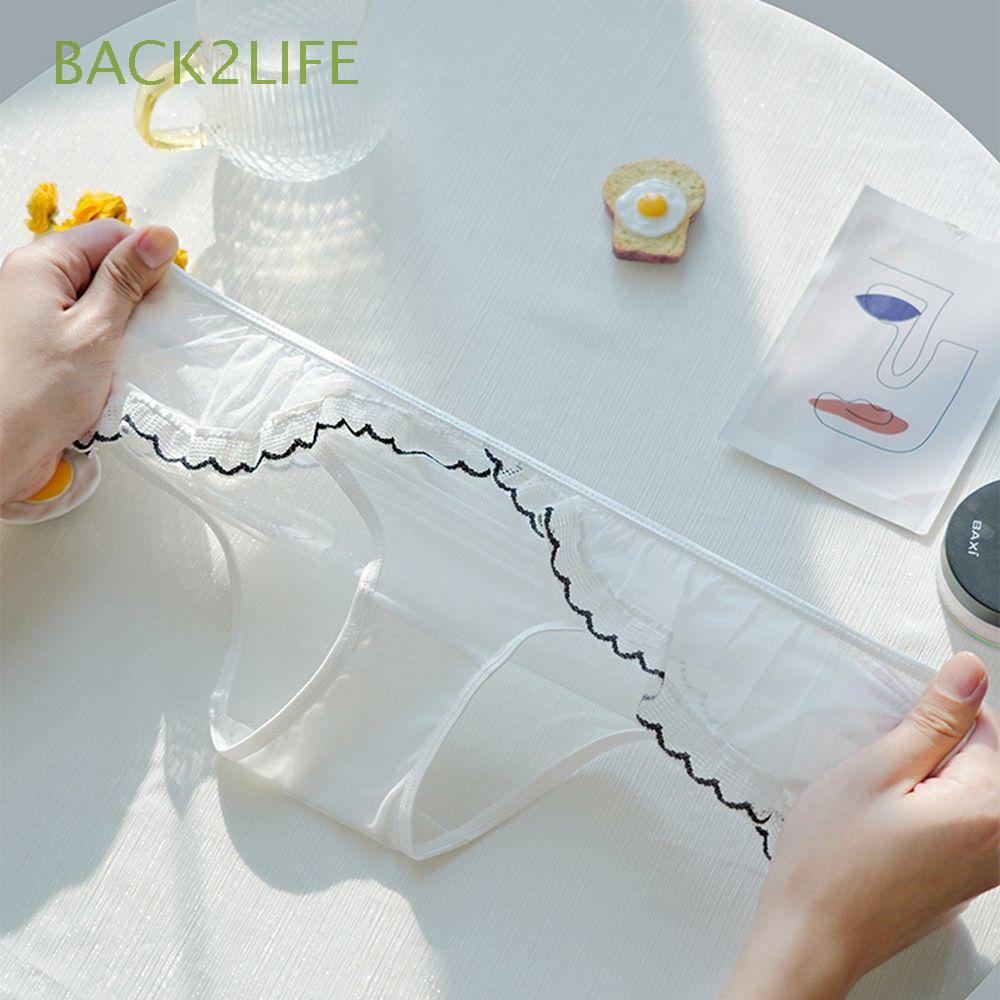 Quần lót ren cotton lưng vừa màu sắc ngọt ngào phong cách Hàn Quốc BACK2LIFE