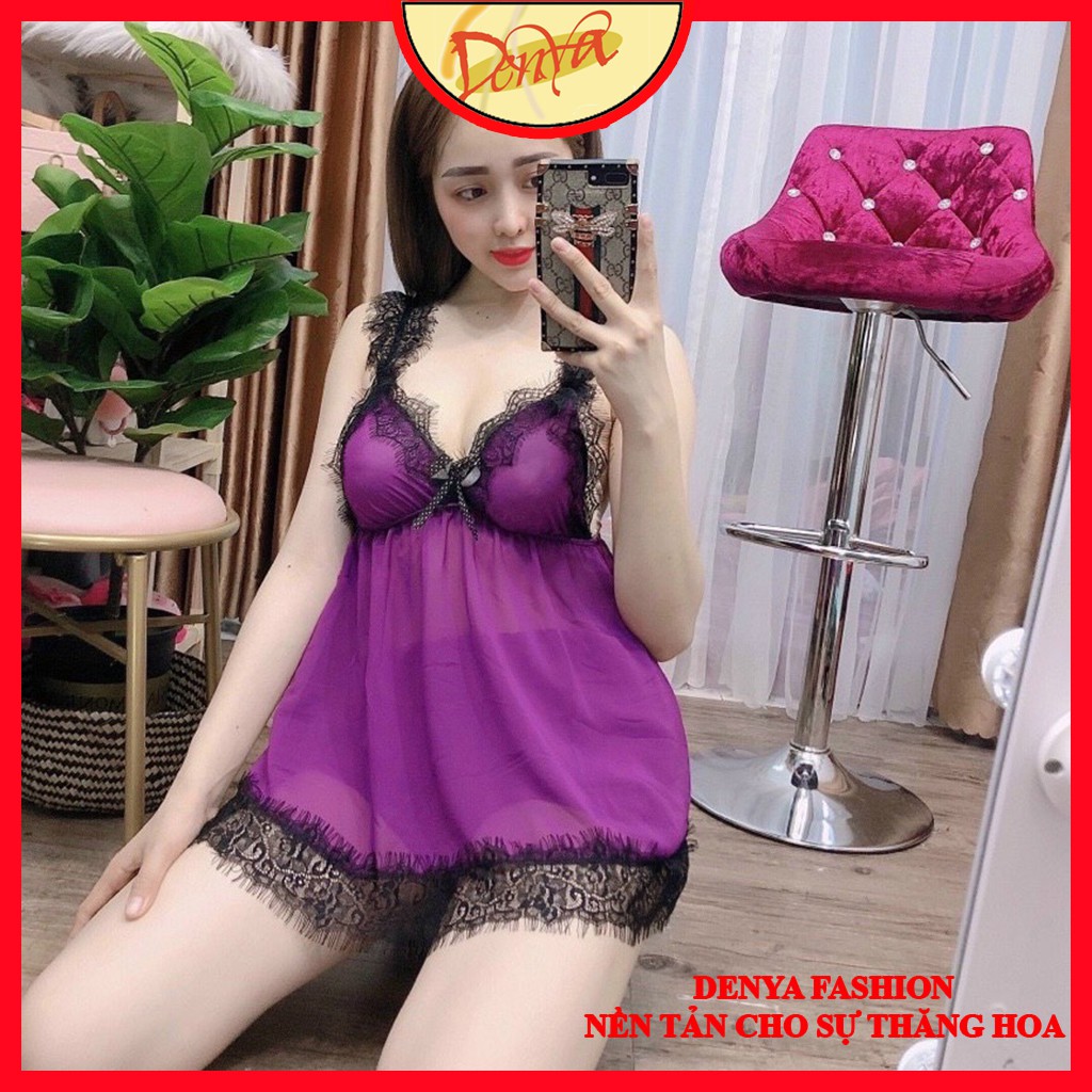 Bộ ngủ sexy 💗 FREE SHIP 💗 Đồ ngủ nữ chất voan Thái có mút viền ren đen ở tà áo, quần ngắn MV9 | WebRaoVat - webraovat.net.vn