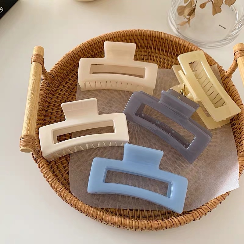 Kẹp tóc càng cua trơn màu dáng vuông màu sắc pastel Hàn Quốc