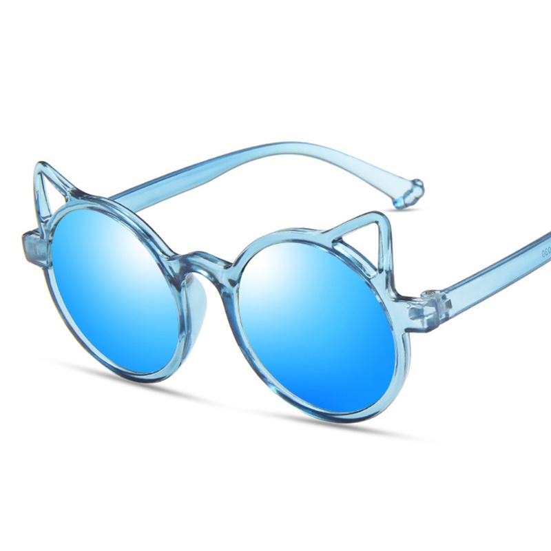 Kính Mát Tròng Tròn Chống Tia UV Hình Tai Mèo Hoạt Hình Bảo Vệ Mắt Cho Bé Sự Bảo Vệ