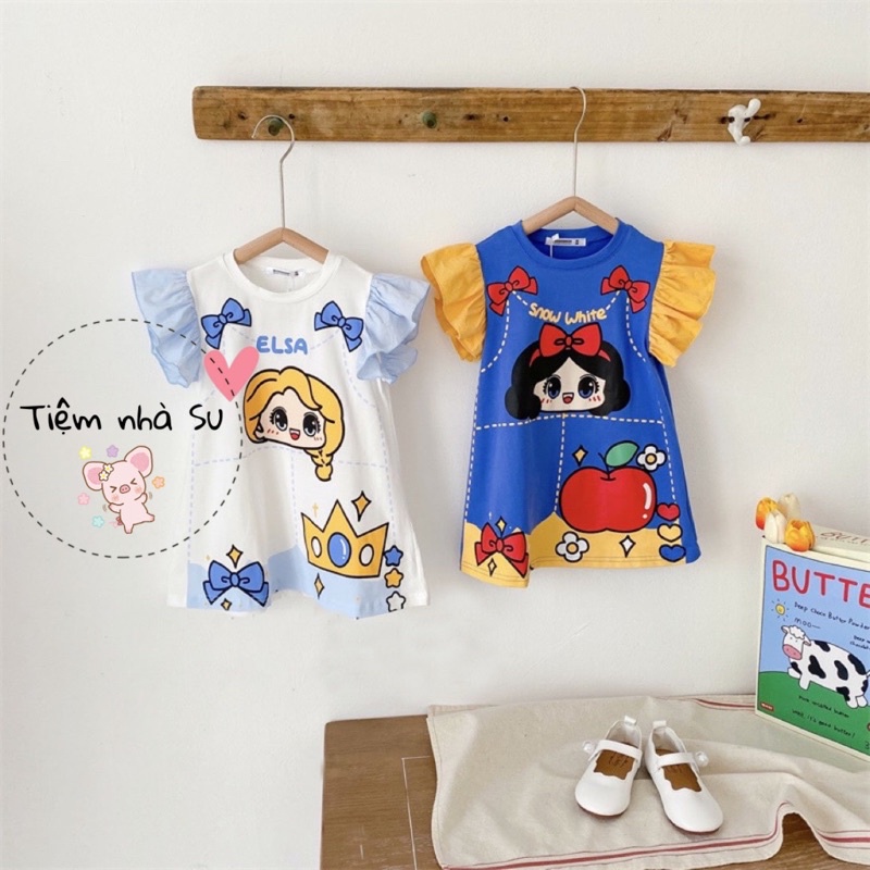 Váy bé gái - Váy suông in hình công chúa Bạch Tuyết / ELSA cho bé gái  - TIỆM NHÀ SU