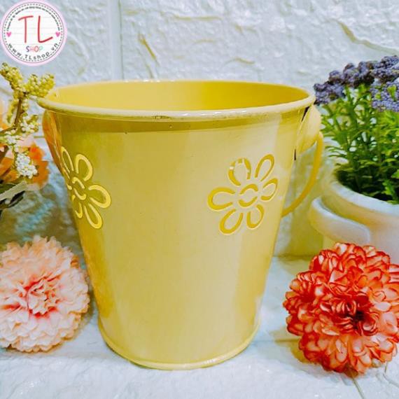 Xô cắm hoa có quai xách – Combo xô đựng hoa họa tiết xinh xắn gồm 4 cái