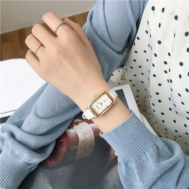 Đồng hồ nữ Barsh BV022 kiểu dáng thời trang, phong cách Hàn Quốc, mặt chữ nhật cá tính