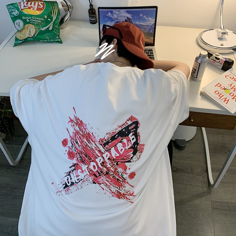 Áo Thun Nam Tay Ngắn Dáng Rộng In Hình Thời Trang Mỹ 2022