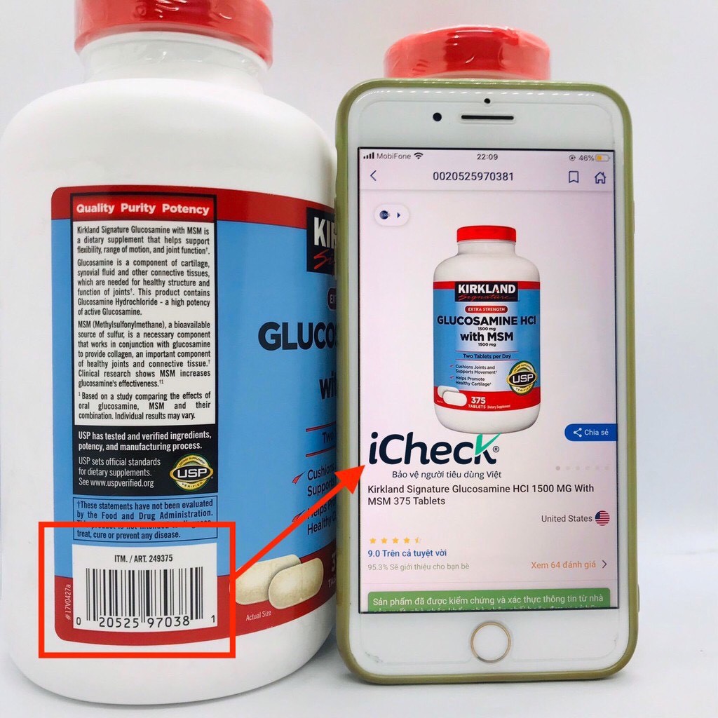 Viên Uống Kirkland Signature Glucosamine HCI 1500mg With MSM Giảm Đau Và Nuôi Dưỡng Xương Khớp