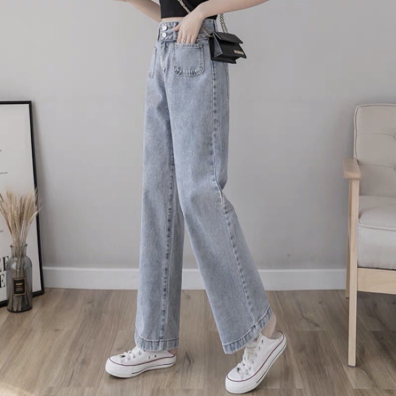 Quần baggy ống rộng 2 túi trước 2 nút
