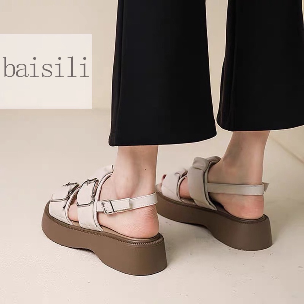 SANDAL NỮ  BAISILI - GIÀY ĐI HỌC THỜI TRANG ĐẾ ĐỘN - SANDAL ĐẾ XUỒNG PHONG CÁCH BS220803