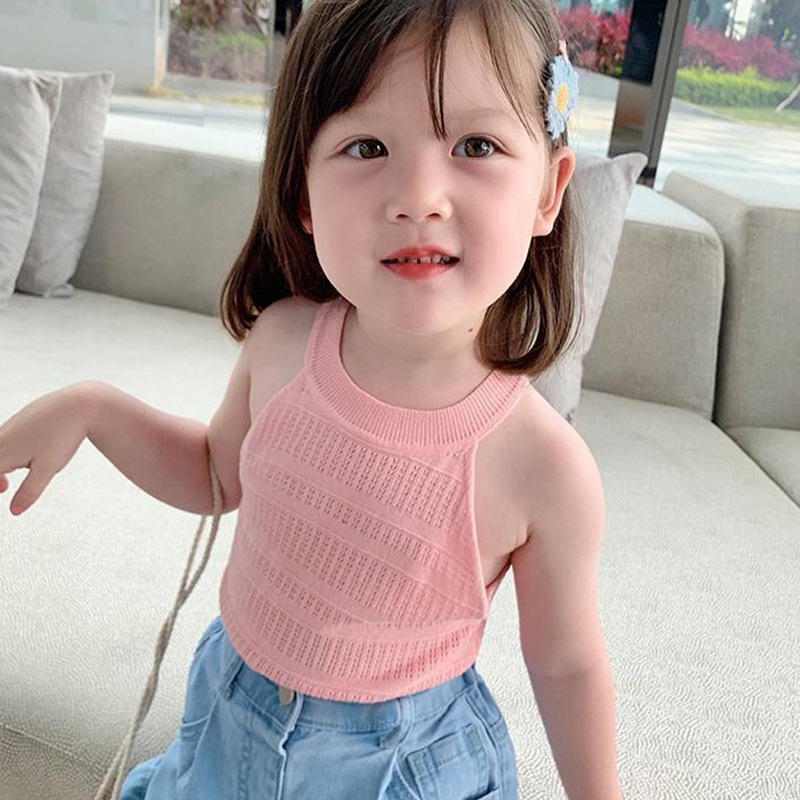 Áo hai dây phong cách nước ngoài thời trang cho bé gái 0-6 tuổi Se7En