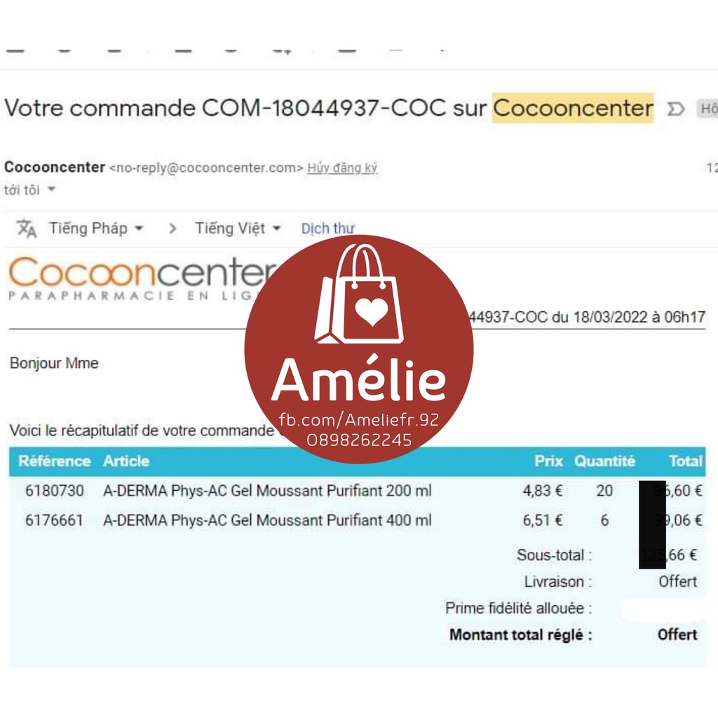 Sữa rửa mặt cho da dầu mụn Aderma Phys - AC Purifying Foaming Gel full-size 200ml và 400ml