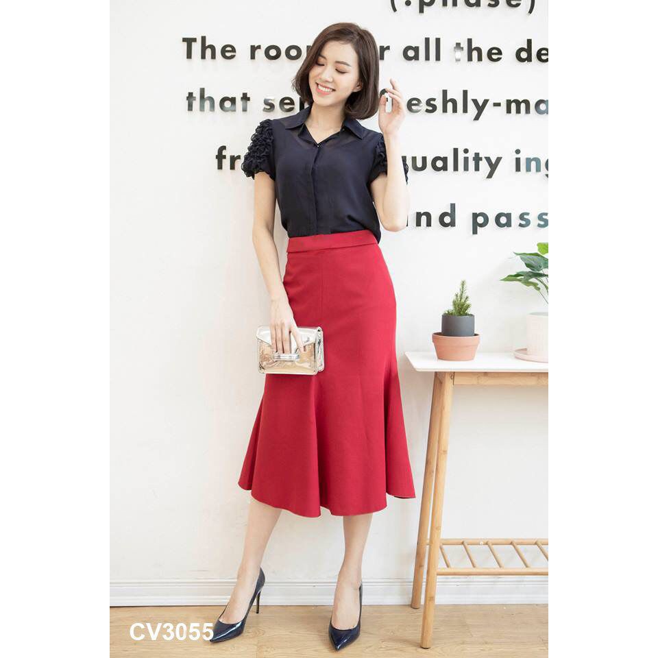 Chân Váy Đỏ Xòe Đuôi Cá Trẻ Trung