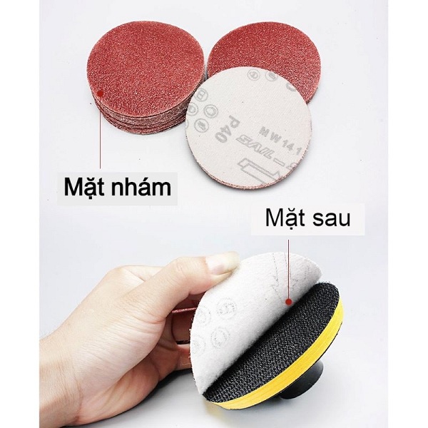 Giấy nhám tròn đế lông mịn thô chà gỗ 100mm