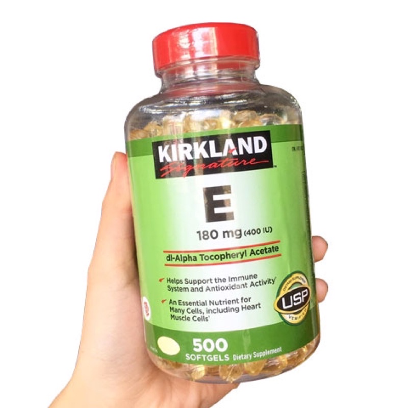 Vitamin E 400IU hãng Kirkland 500 viên của Mỹ hỗ trợ đẹp da