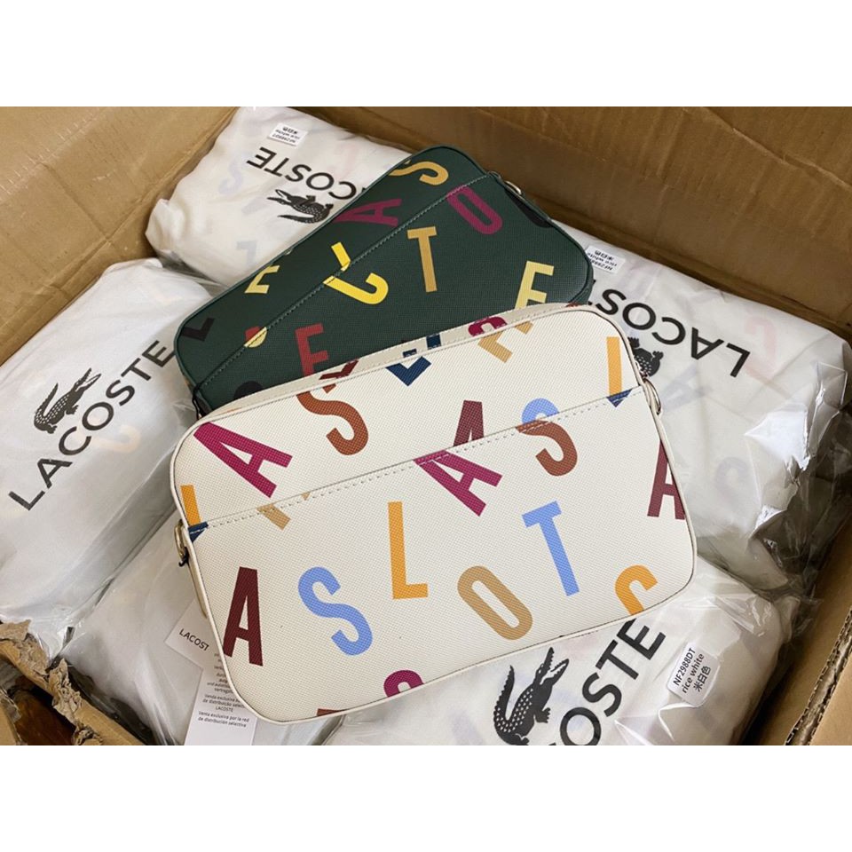 ❤LACOSTE DAILY CLASSIC PRINTED COATED CANVAS SHOULDER BAG