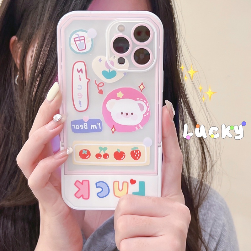 Ốp lưng iphoneỐp Điện Thoại  Kèm Giá Đỡ Tàng Hình Họa Tiết Hoạt Hình Dễ Thương Cho iphone 14 / 13Pro 12 / xs / 6 / 7 / 8PLUSDinuo case