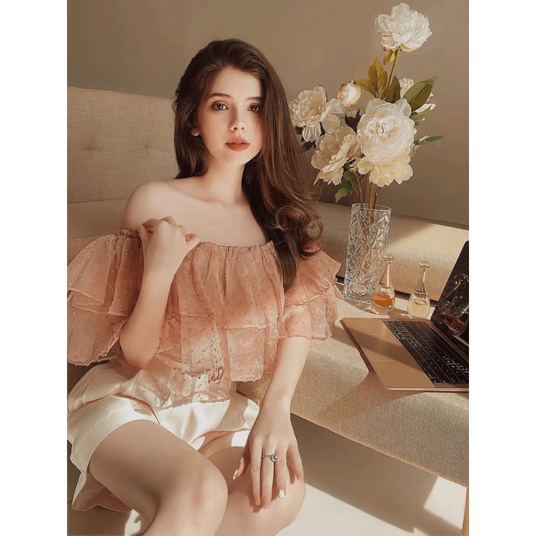 [FREE SHIP] SÉT ÁO BI XỐP PHỐI QUẦN TAFAT TRỄ VAI TIỂU THƯ SANG CHẢNH CUỐN HÚT NGỜI NGỢI PU HHP FASHION