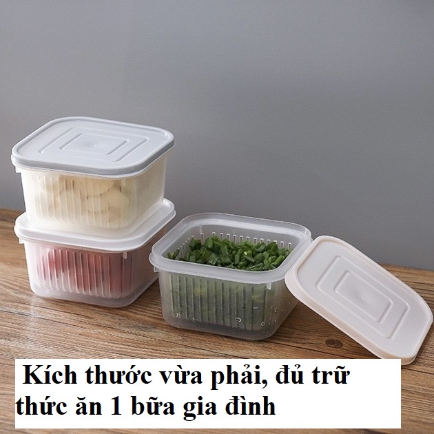 Hộp đựng hành tỏi, hộp nhựa đựng thức ăn tủ lạnh tách nước giúp thực phẩm tươi lâu