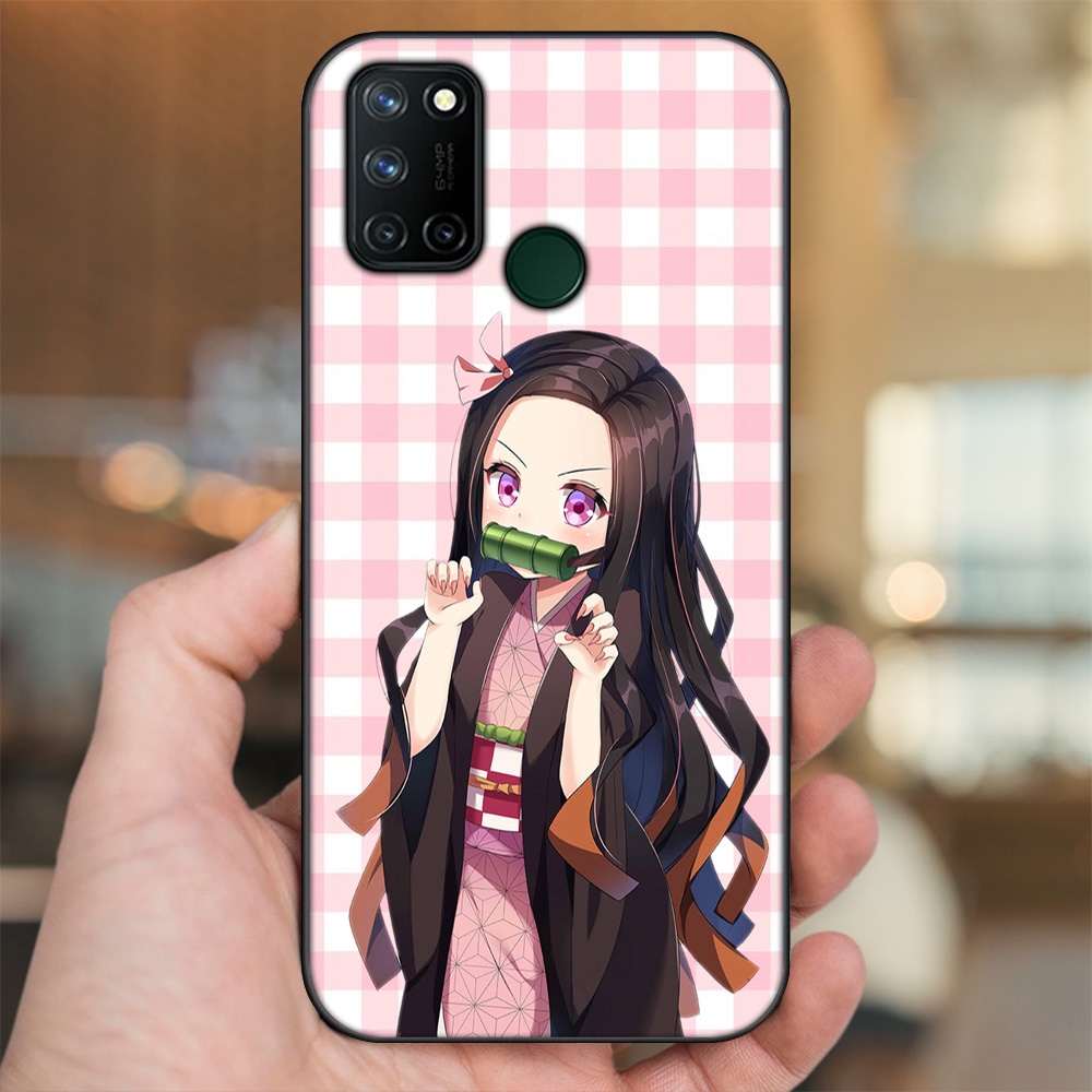 Ốp lưng Realme C17, 7i viền đen in hình Nezuko Kimetsu no Yaiba