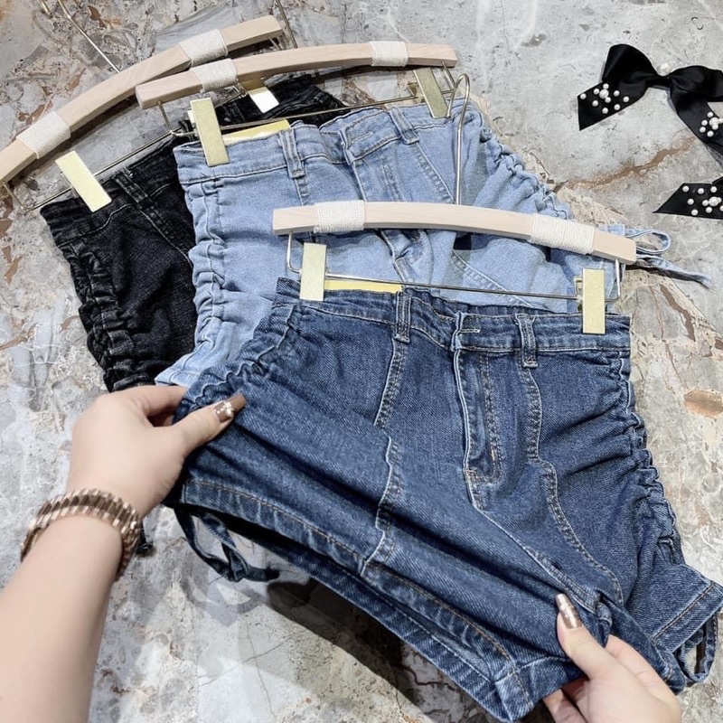 [Freeship] Quần jeans rút sườn cách điệu phong cách Hàn Quốc