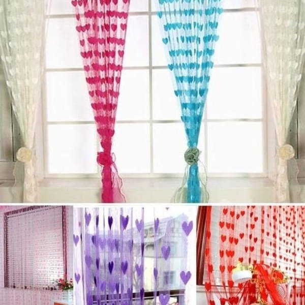 Rèm Cửa Vải Polyester Họa Tiết Trái Tim Phong Cách Hàn Quốc 200x100