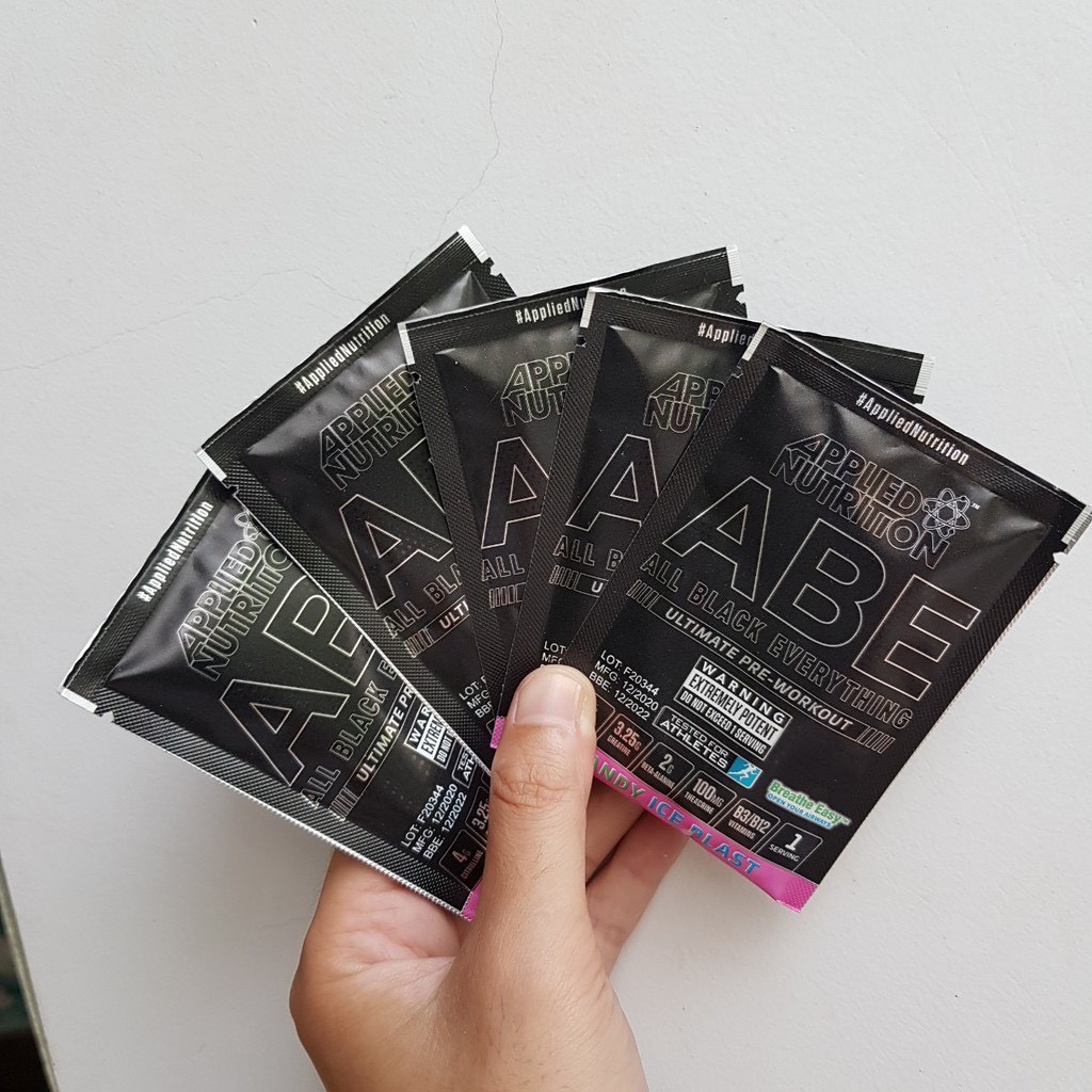 Gói hỗ trợ tăng sức mạnh Pre - Workout ABE, Sample ABE hỗ trợ tăng sức mạnh trước tập, hỗ trợ tập luyện
