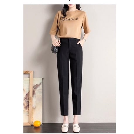 [FREE SHIP]Quần vải nữ baggy cạp cao đi học khóa kéo giữa chất vải tuyết mưa mềm dáng dài - Quần baggy lưng cao
