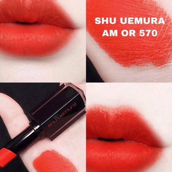 Son Shu Uemura 570 Vỏ Đen Màu Đỏ Cam