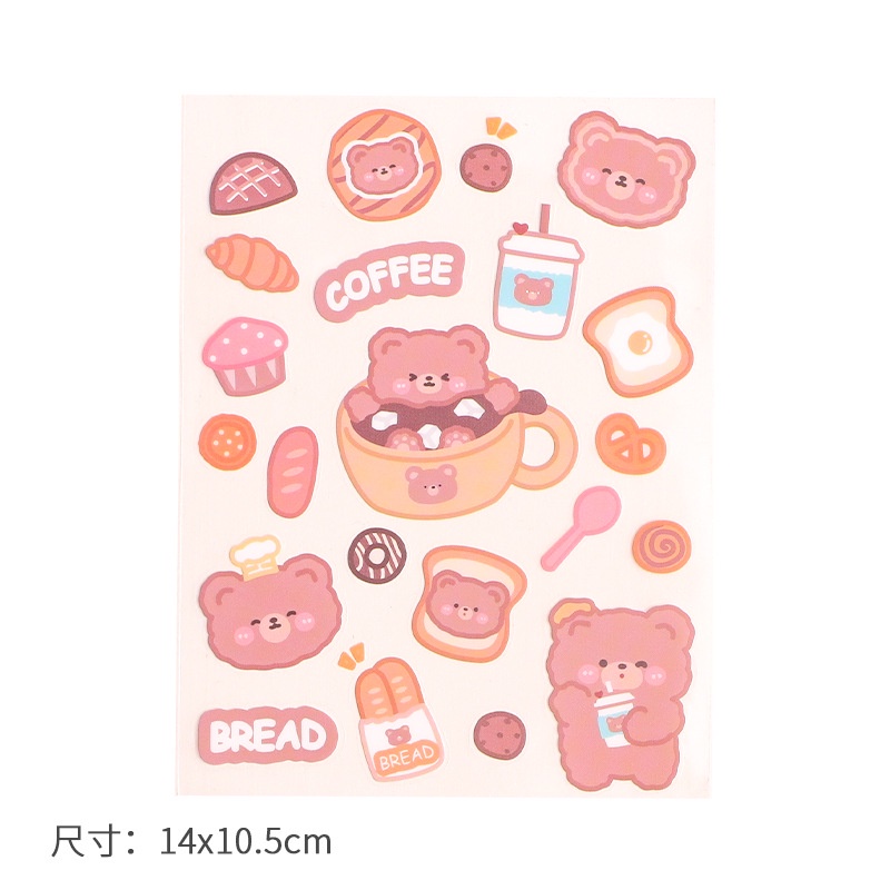 Sticker Một Tờ Đơn Hoạt Hình PET INS Nhãn Dán Trang Trí Sổ Tay