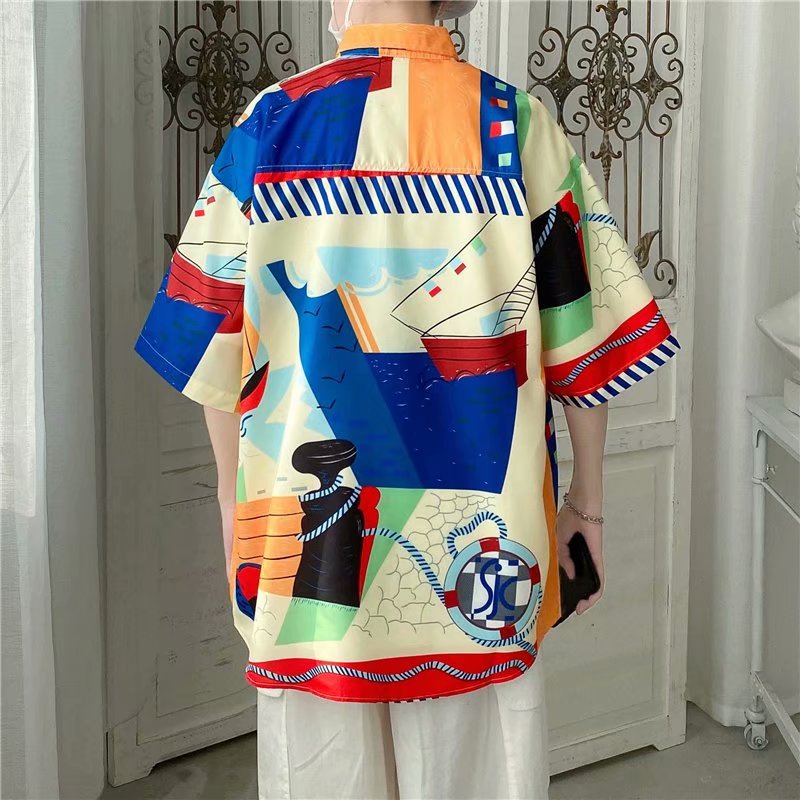 Áo sơ mi nam tay ngắn size M-3Xl in họa tiết 3D cổ điển 2021