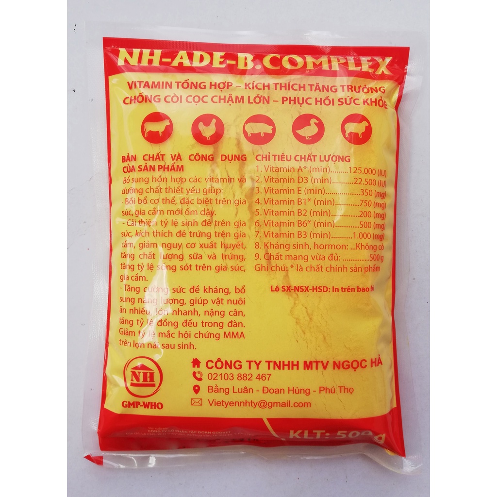 1 gói ADE - B.COMPLEX 500g Vitamin tổng hợp, kích thích tăng trưởng, chống còi cọc, chậm lớn, phục hồi sức khỏe