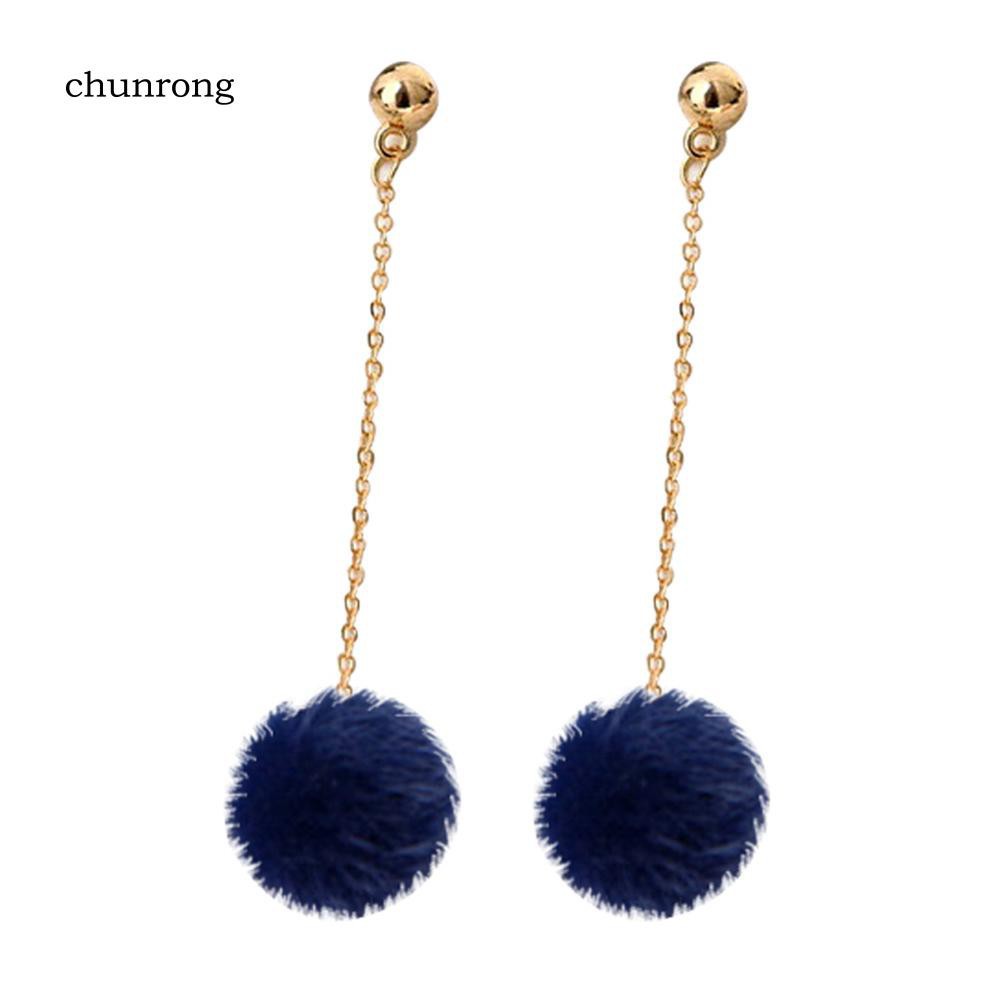 Bông Tai Gắn Bóng Lông Mềm Mại Dễ Thương Cho Nữ