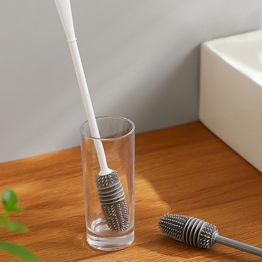 Bàn Chải Vệ Sinh Bình Sữa Bằng Silicone Thiết Kế Cán Dài Tiện Dụng