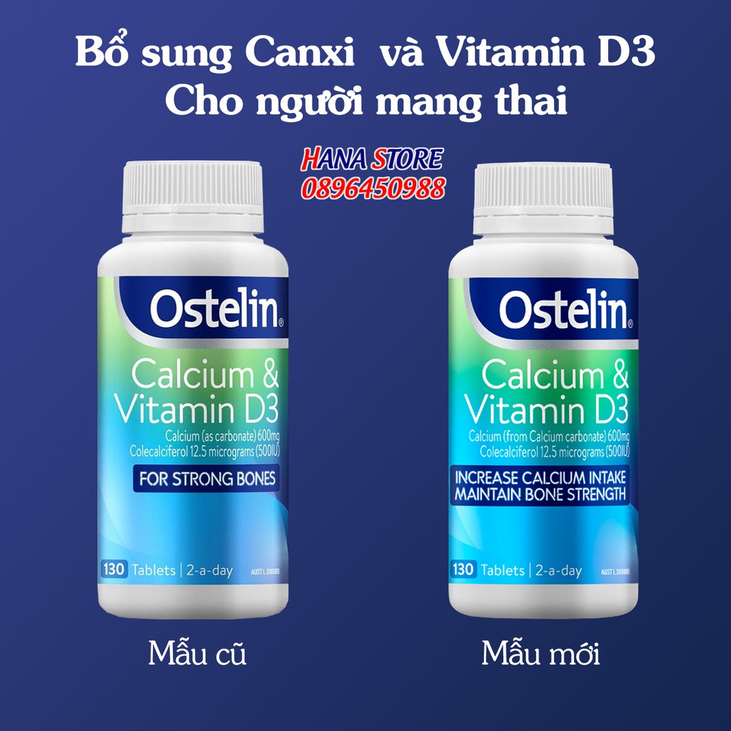 Viên bổ sung Canxi cho mẹ bầu Ostelin Vitamin D & Calcium  - Hộp 60 và 130 viên