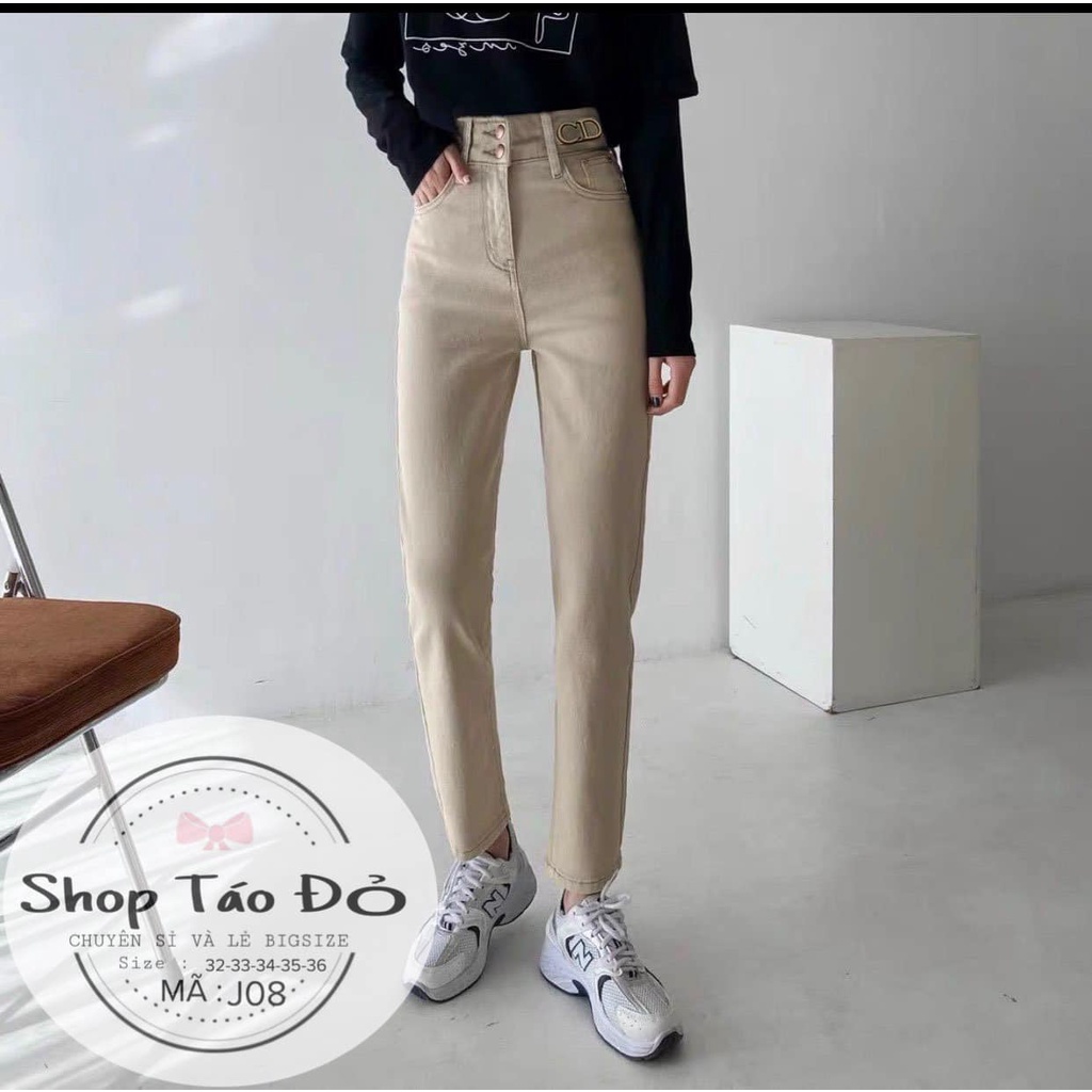(TÁO ĐỎ BIGSIZE 55-90KG) Quần kaki nữ dáng baggy, siêu lưng cao basic 3 màu nhấn eo CD J08 ( ảnh thật shop chụp )