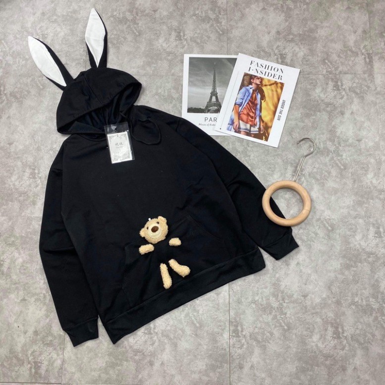 Áo hoodie tai thỏ kèm gấu siêu hot