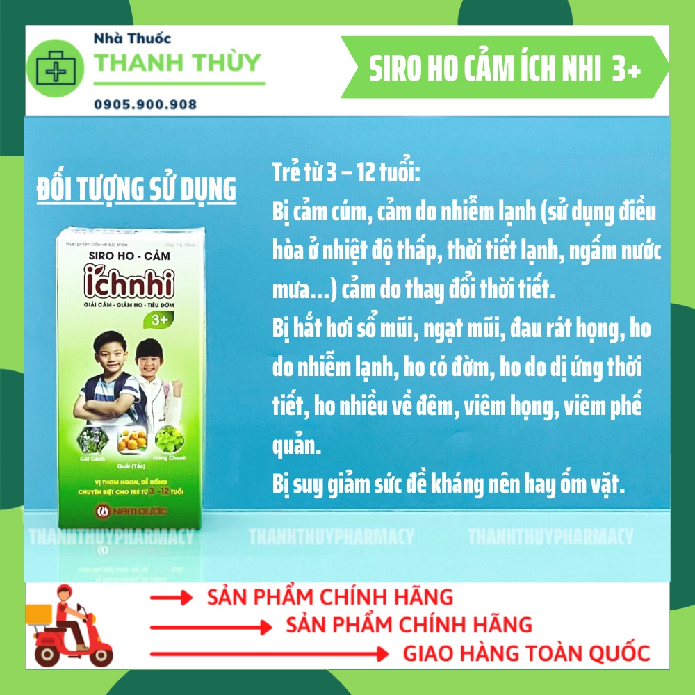 Siro Ho Cảm Ích Nhi Chai 90Ml Hỗ Trợ Giải Cảm, Giảm Ho, Sổ Mũi, Tiêu Đờm, Cho Trẻ Sơ Sinh, Trẻ Nhỏ, Bà Bầu, Cho Con Bú
