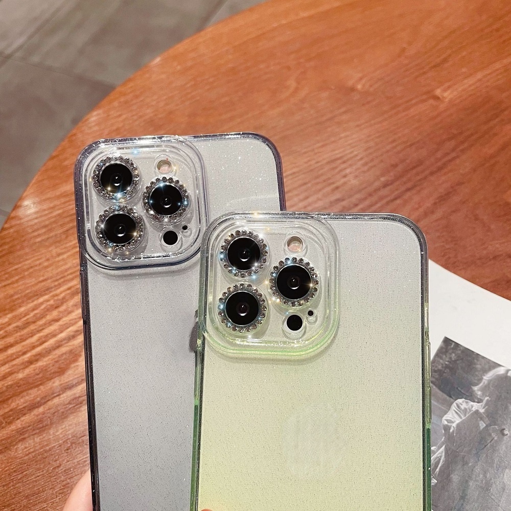 Ốp Điện Thoại Silicon Mềm Trong Suốt Đính Đá Lấp Lánh Màu Gradient Sang Trọng Cho iPhone 13 12 11 Pro Max