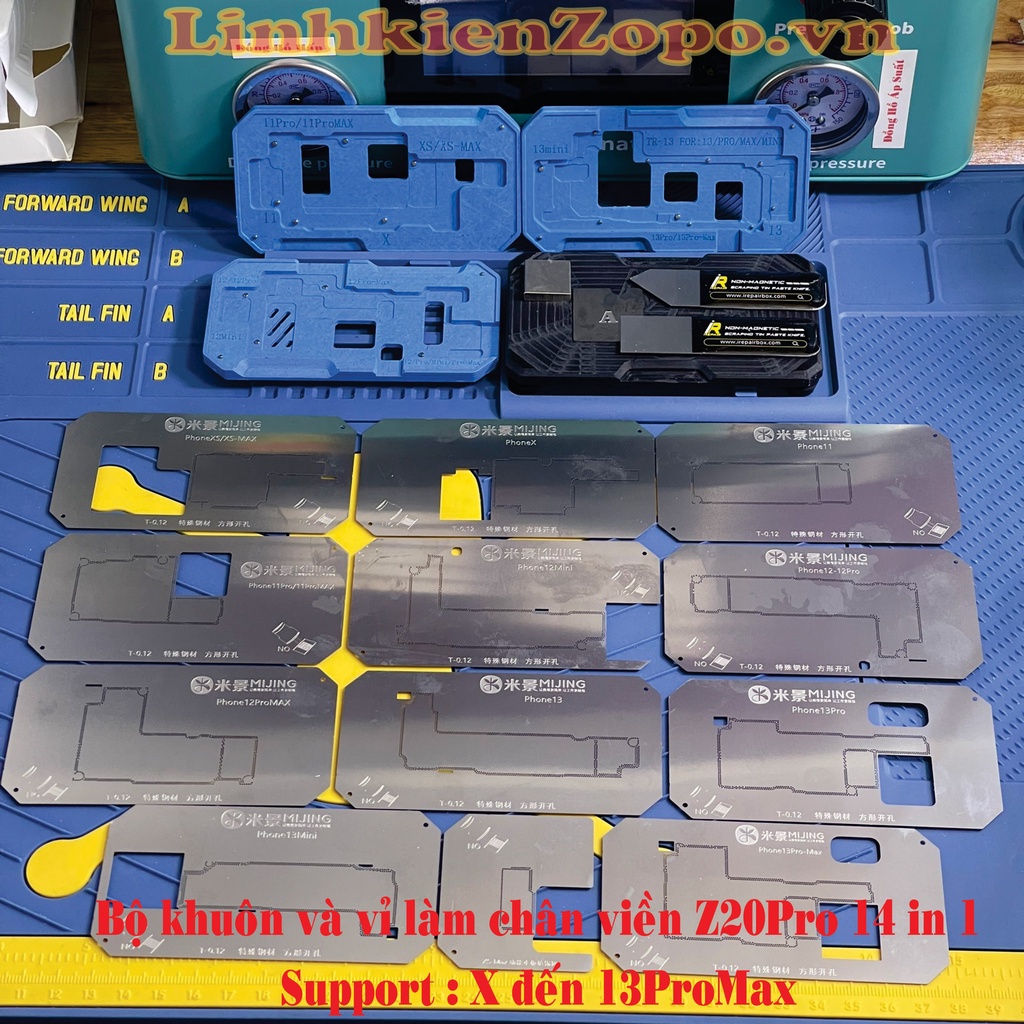 Bộ khuôn vỉ làm chân viền Nam Châm Mijing Z20Pro Mới Nhất từ X đến 13ProMax