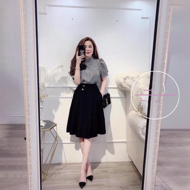 CHÂN VÁY XẾP LY DÀI QUA GỐI PHỐI 2 CÚC SIÊU SANG | BigBuy360 - bigbuy360.vn