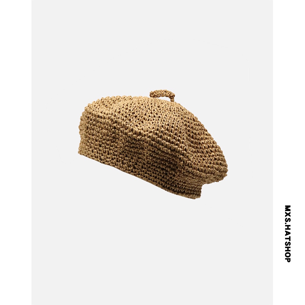 Mũ Nồi Đan Rơm Thoáng Khí Phong Cách Retro Mùa Hè Cho Nữ