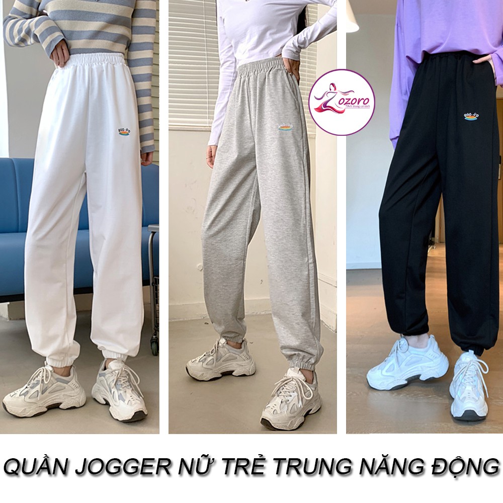 Quần jogger nữ lưng cao GUO-UO chất nỉ da cá phong cách hè thu 2021