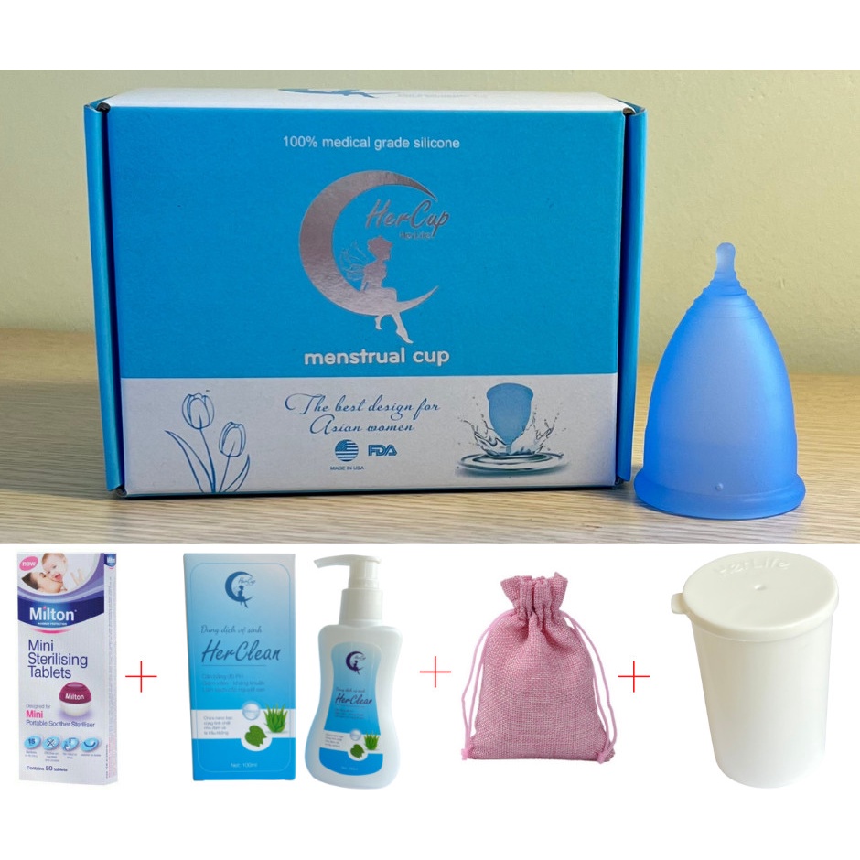 Cốc nguyệt san Hercup ( kèm đầy đủ phụ kiện)