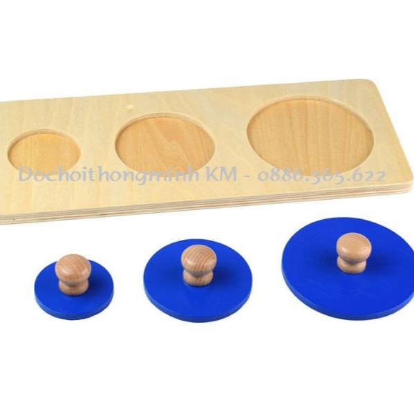 Giáo cụ Montessori 0-3 tuổi - Ghép 3 hình hình tròn to nhỡ nhỏ - LOẠI TO ĐẸP