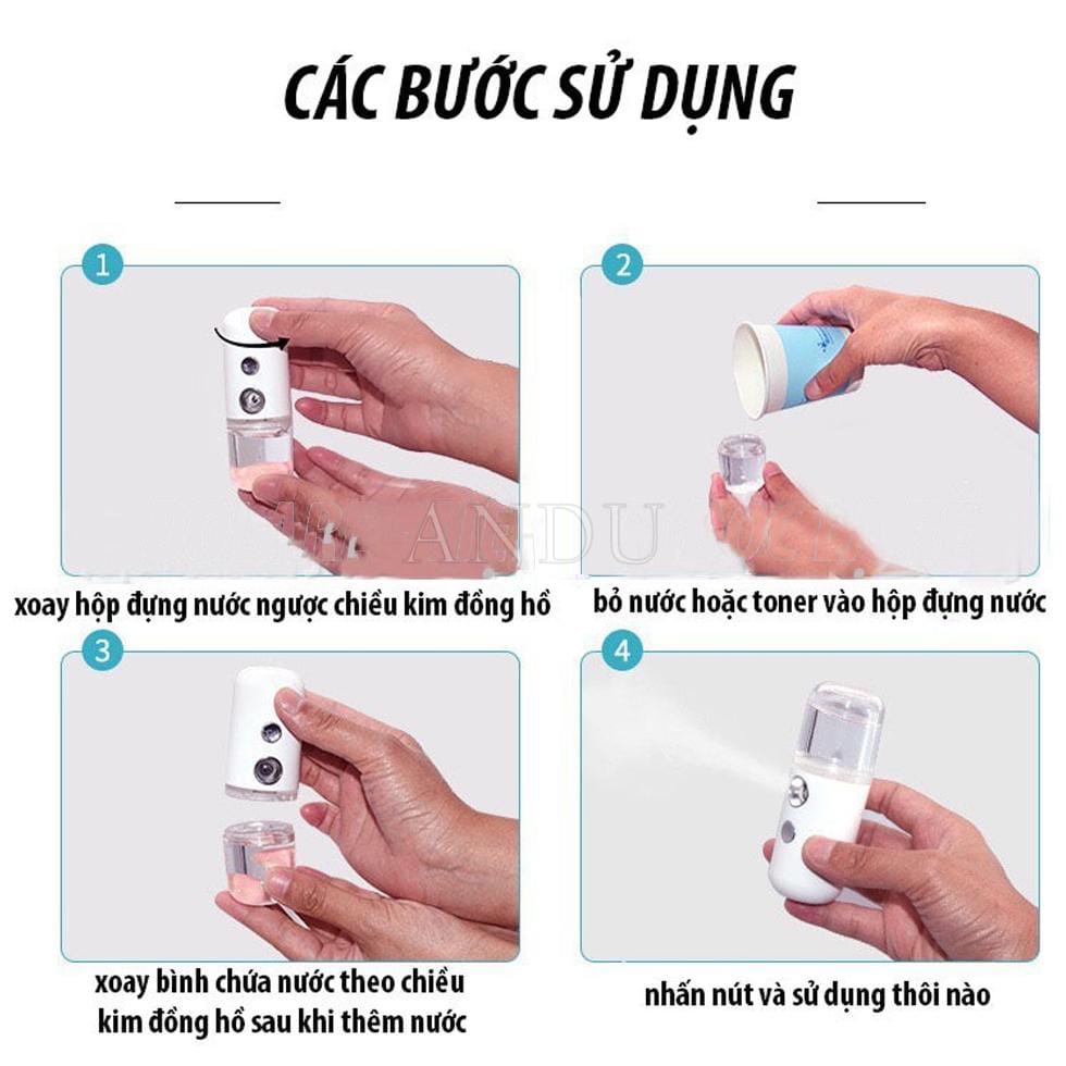 Máy Xông Mặt Xịt Khoáng Nano, Máy Xông Da Mặt Mini Cầm Tay Giữ Ẩm Da, Chống Lão Hóa